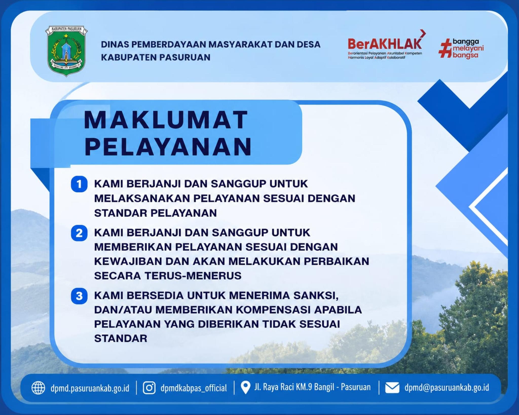 Maklumat Pelayanan DPMD Kabupaten Pasuruan
